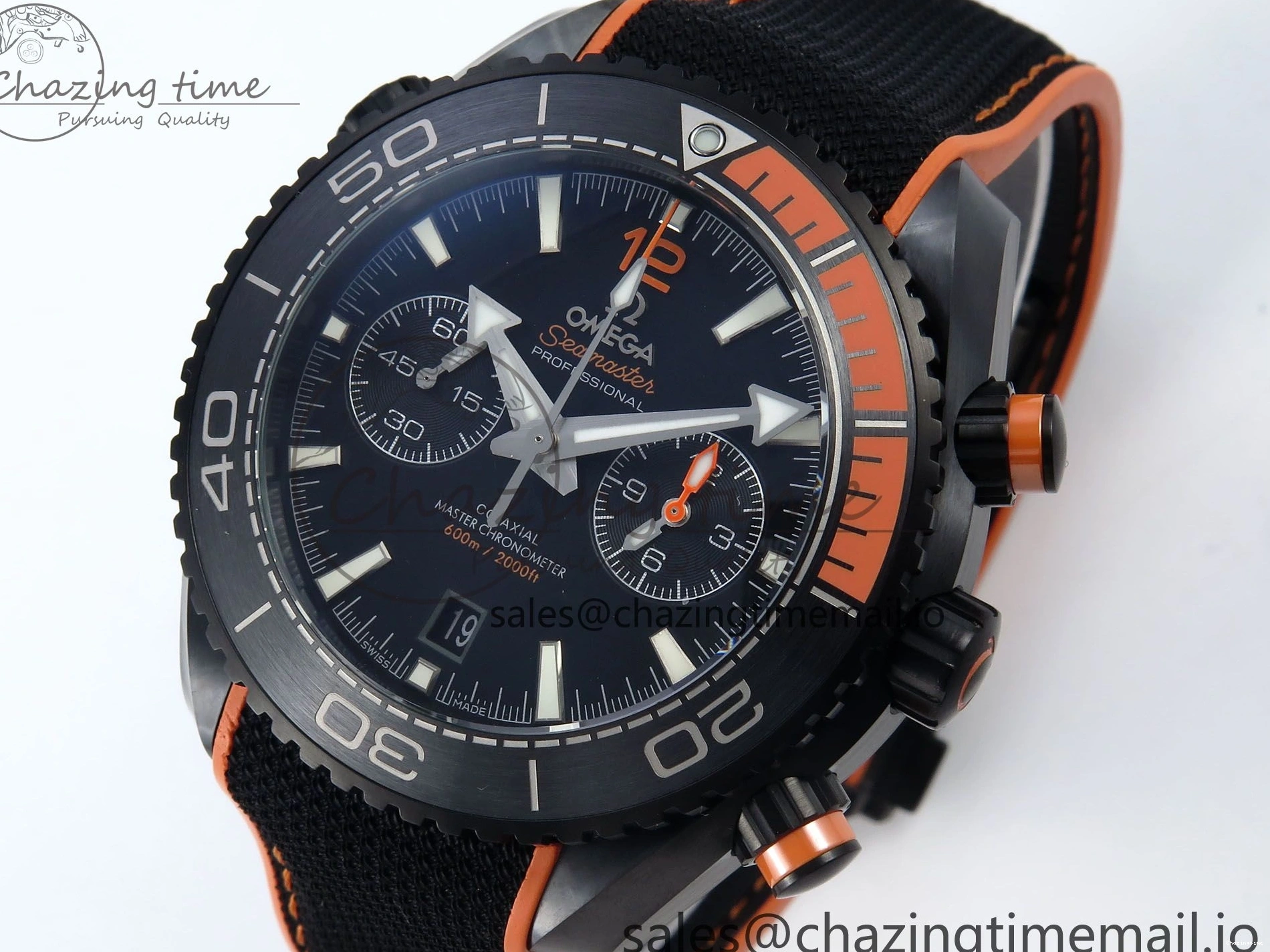 0520 Attractive Planet Ocean Master Chronometer 600M 45.5mm SCF 1:1 Best Edition Black Orange Bezel Black Dial on Black Rubber Strap A9900 Super Clone 7668